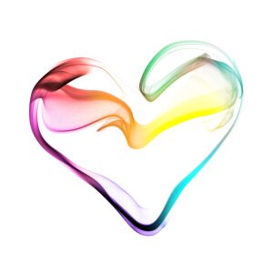 Coeur multicolore, effet fume